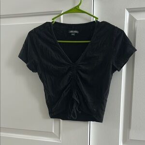 Wild Fable Black Ruched Crop Blouse